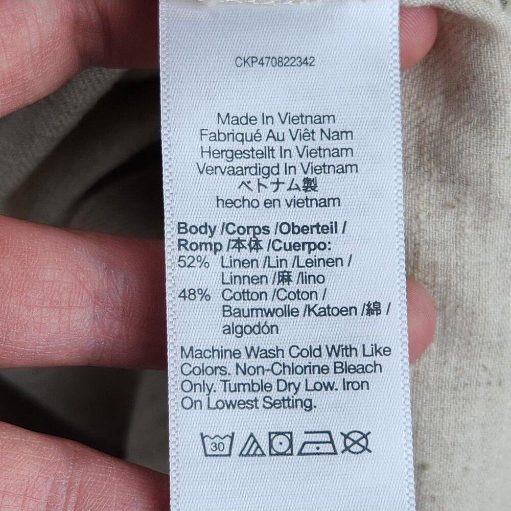 Madewell Shirt Womens Small Cream Natural Linen Cotton Square Neck Top NEW - Picture 9 of 10
